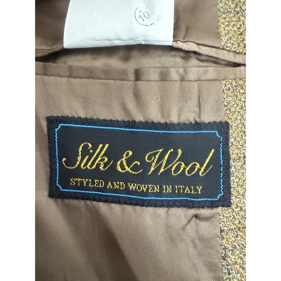 Alan Flusser Brown Windowpane Suit Jacket Blazer Silk Wool Blend Mens 44L - Picture 7 of 9